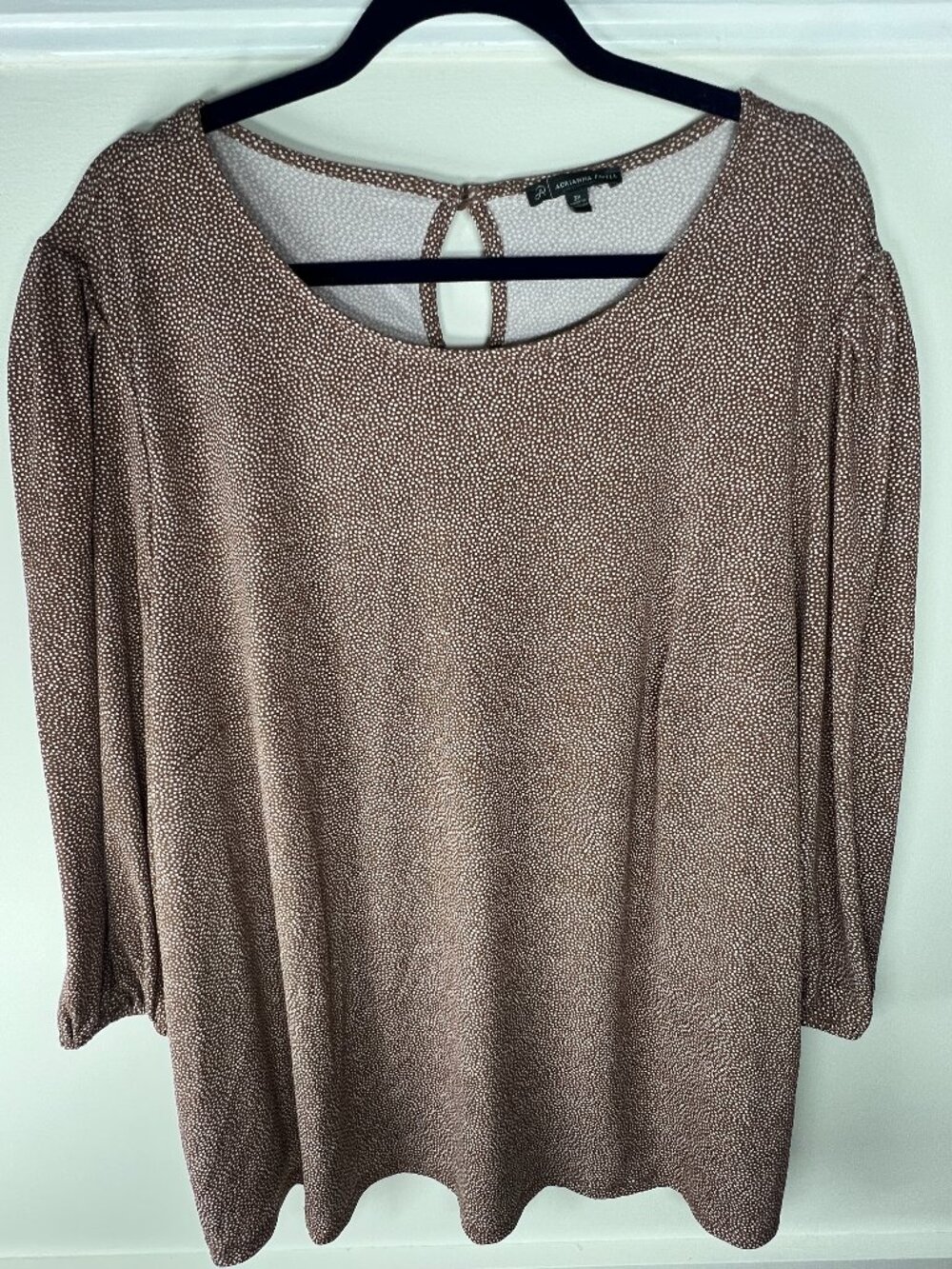 ADRIANNA PAPELL Blouse Womens 3X Top Polka Dot 3/4 Sleeve